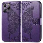 For Blackview A96 Butterfly Love Flower Embossed Leather Phone Case(Dark Purple)