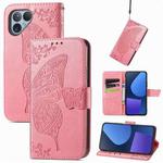 For Fairphone 5 Butterfly Love Flower Embossed Leather Phone Case(Pink)