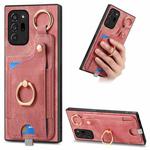 For Samsung Galaxy Note20 Ultra Retro Skin-feel Ring Card Bag Phone Case with Hang Loop(Pink)
