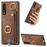For Samsung Galaxy A50/A50s/A30s Retro Skin-feel Ring Card Bag Phone Case with Hang Loop(Brown)