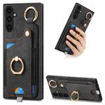 For Samsung Galaxy A82 5G Retro Skin-feel Ring Card Bag Phone Case with Hang Loop(Black)