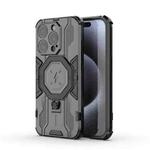 For iPhone 15 Pro Max MagSafe Supersonic Armor Holder PC Hybrid TPU Phone Case(Black)