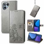 For Fairphone 5 Four-leaf Clasp Embossed Leather Phone Case(Grey)