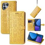 For Fairphone 5 Cat and Dog Embossed Leather Phone Case(Yellow)