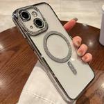 For iPhone 15 Plus Diamond Plated MagSafe TPU Phone Case(Silver)