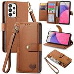 For Samsung Galaxy A33 5G Love Zipper Lanyard Leather Phone Case(Brown)