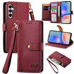 For Samsung Galaxy A05s Love Zipper Lanyard Leather Phone Case(Red)