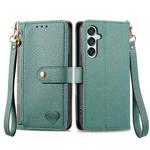 For Samsung Galaxy M15 Love Zipper Lanyard Leather Phone Case(Green)
