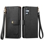 For Samsung Galaxy A55 5G Love Zipper Lanyard Leather Phone Case(Black)