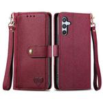 For Samsung Galaxy A55 5G Love Zipper Lanyard Leather Phone Case(Red)