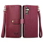 For Samsung Galaxy A24  Love Zipper Lanyard Leather Phone Case(Red)