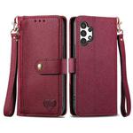 For Samsung Galaxy A13 4G Love Zipper Lanyard Leather Phone Case(Red)