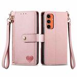 For Samsung Galaxy A55 Love Zipper Lanyard Leather Phone Case(Pink)
