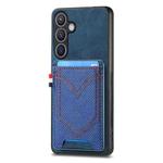 For Samsung Galaxy S24+ 5G Denim Texture Leather Skin Phone Case with Card Slot(Blue)