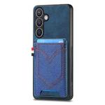 For Samsung Galaxy S25+ 5G Denim Texture Leather Skin Phone Case with Card Slot(Blue)