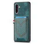 For Samsung Galaxy A36 5G Denim Texture Leather Skin Phone Case with Card Slot(Green)