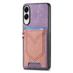 For Samsung Galaxy S25 Edge 5G Denim Texture Leather Skin Phone Case with Card Slot(Purple)