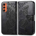 For Samsung Galaxy C55 Butterfly Love Flower Embossed Leather Phone Case(Black)