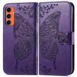 For Samsung Galaxy C55 Butterfly Love Flower Embossed Leather Phone Case(Purple)