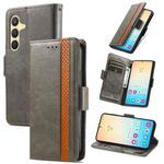 For Samsung Galaxy S24 5G CaseNeo Splicing Dual Magnetic Buckle Leather Phone Case(Gray)