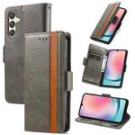 For Samsung Galaxy A15 CaseNeo Splicing Dual Magnetic Buckle Leather Phone Case(Gray)