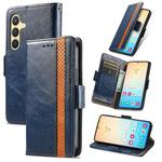 For Samsung Galaxy S25 5G CaseNeo Splicing Dual Magnetic Buckle Leather Phone Case(Blue)
