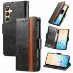 For Samsung Galaxy S25+ 5G CaseNeo Splicing Dual Magnetic Buckle Leather Phone Case(Black)