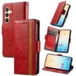 For Samsung Galaxy S25+ 5G CaseNeo Splicing Dual Magnetic Buckle Leather Phone Case(Red)
