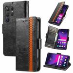 For Samsung Galaxy S25 Ultra 5G CaseNeo Splicing Dual Magnetic Buckle Leather Phone Case(Black)