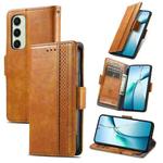 For Samsung Galaxy S24 FE 5G CaseNeo Splicing Dual Magnetic Buckle Leather Phone Case(Khaki)