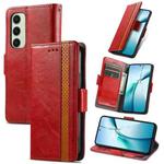 For Samsung Galaxy S24 FE 5G CaseNeo Splicing Dual Magnetic Buckle Leather Phone Case(Red)