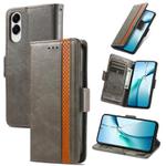 For Samsung Galaxy S25 Edge 5G CaseNeo Splicing Dual Magnetic Buckle Leather Phone Case(Gray)