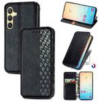 For Samsung Galaxy S25 5G Cubic Grid Pressed Magnetic Leather Phone Case(Black)