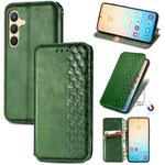 For Samsung Galaxy S25+ 5G Cubic Grid Pressed Magnetic Leather Phone Case(Green)