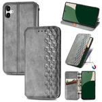 For Samsung Galaxy A25 5G Cubic Grid Pressed Magnetic Leather Phone Case(Gray)