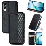 For Samsung Galaxy S25 Edge 5G Cubic Grid Pressed Magnetic Leather Phone Case(Black)