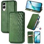 For Samsung Galaxy S25 Edge 5G Cubic Grid Pressed Magnetic Leather Phone Case(Green)