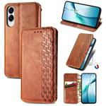 For Samsung Galaxy S25 Edge 5G Cubic Grid Pressed Magnetic Leather Phone Case(Brown)