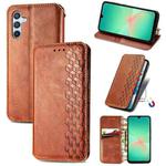For Samsung Galaxy A26 5G Cubic Grid Pressed Magnetic Leather Phone Case(Brown)