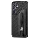 For Samsung Galaxy S24+ 5G Carbon Fiber Horizontal Flip Zipper Wallet Phone Case(Black)