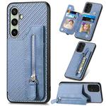 For Samsung Galaxy A36 Carbon Fiber Horizontal Flip Zipper Wallet Phone Case(Blue)