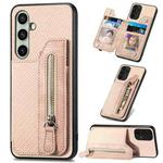 For Samsung Galaxy A36 Carbon Fiber Horizontal Flip Zipper Wallet Phone Case(Khaki)
