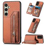 For Samsung Galaxy A36 Carbon Fiber Horizontal Flip Zipper Wallet Phone Case(Brown)