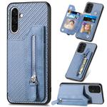 For Samsung Galaxy S25+ 5G Carbon Fiber Horizontal Flip Zipper Wallet Phone Case(Blue)