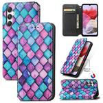 For Samsung Galaxy M34 5G CaseNeo Colorful Magnetic Leather Phone Case(Purple Scales)