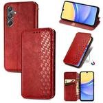For Samsung Galaxy A15 Cubic Grid Pressed Magnetic Leather Phone Case(Red)