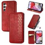 ForSamsung Galaxy M34 5G Cubic Grid Pressed Magnetic Leather Phone Case(Red)