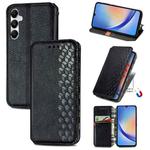 For Samsung Galaxy A35 5G Cubic Grid Pressed Magnetic Leather Phone Case(Black)