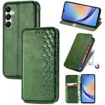 For Samsung Galaxy A35 5G Cubic Grid Pressed Magnetic Leather Phone Case(Green)