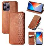 For Samsung Galaxy Xcover 7 Cubic Grid Pressed Magnetic Leather Phone Case(Brown)